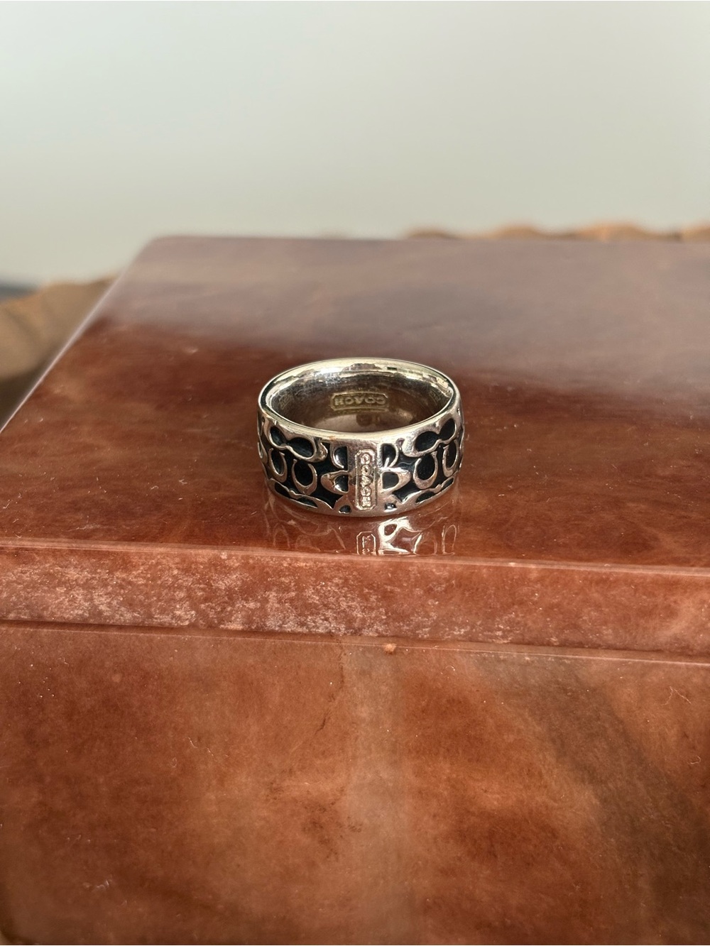 Authentic Coach Signature C Wide Band Ring Size 8.5